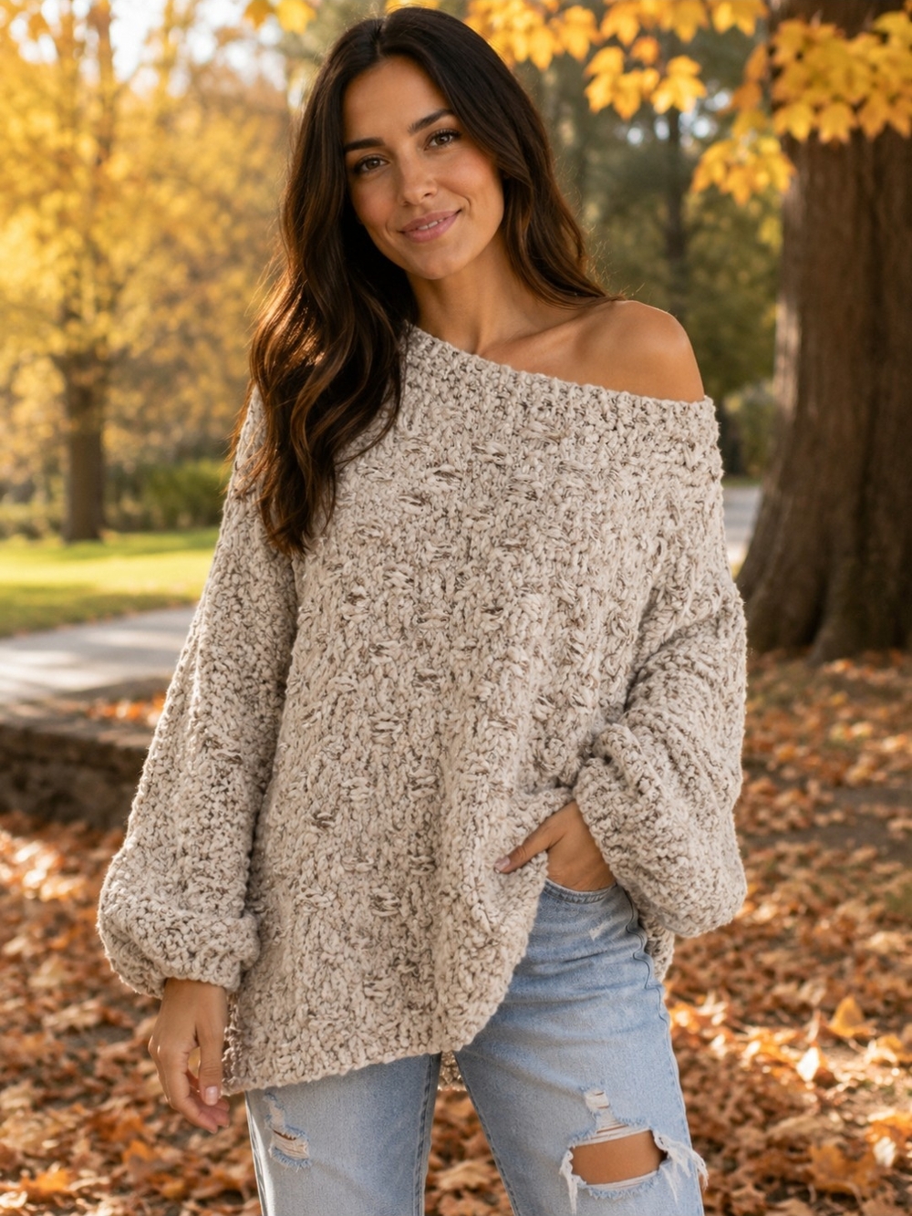 Umgee Oversized Popcorn Knit Cozy Sweater Size Large Excellent Condition